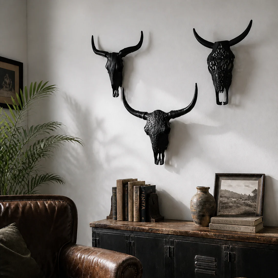 Carved Horn Steer Wall Décor M - Image 3