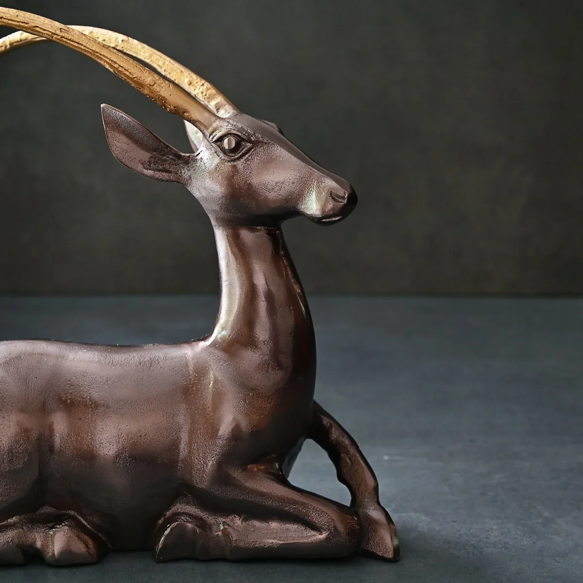 Deer Sculpture Brown & Gold - Image 7