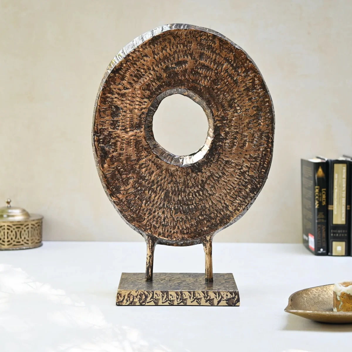Round Decorative Sculpture on Stand - Image 5